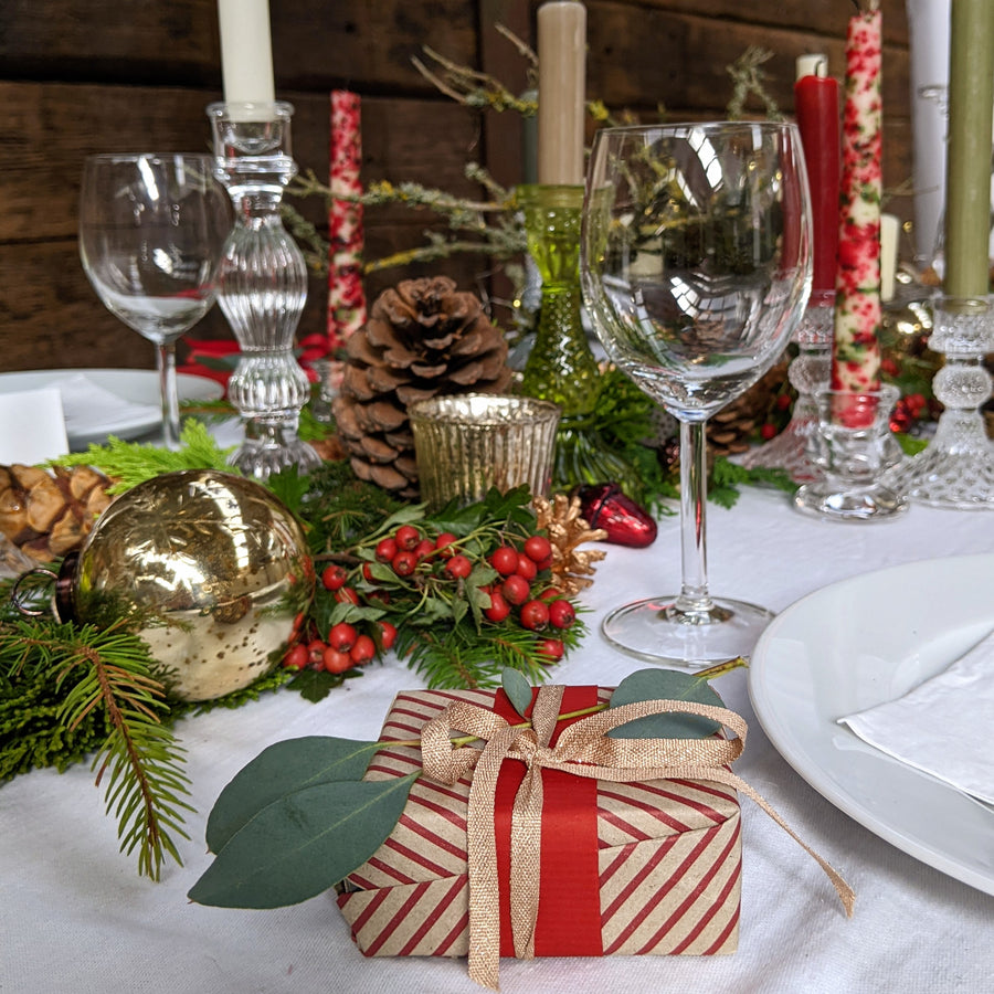 Red Striped Kraft Wrapping Paper - 3m, 100% Eco Friendly - Thedanes.co.uk - Creative & Sustainable Living The Scandinavian Way
