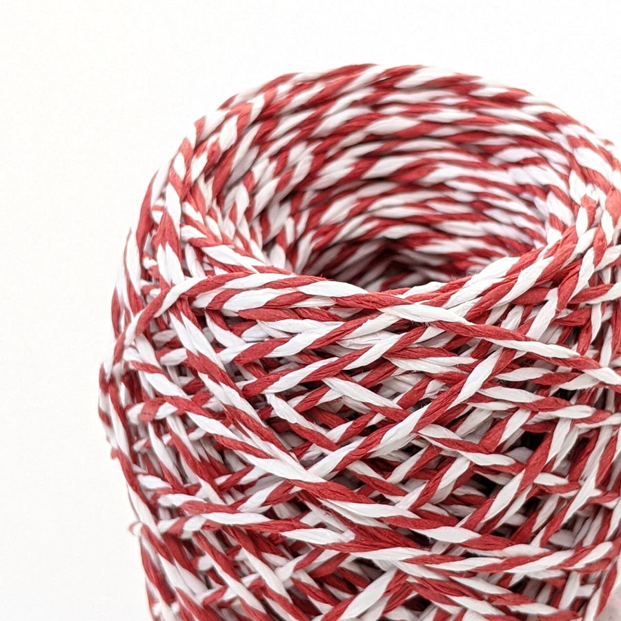Candy Red & White Twisted Paper String - 50m - The Danes