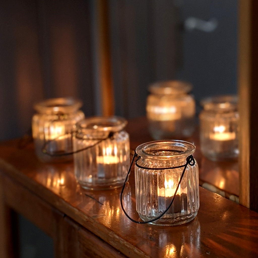 Ribbed Glass Hanging Tea Light Holder - Thedanes.co.uk - Creative & Sustainable Living The Scandinavian Way