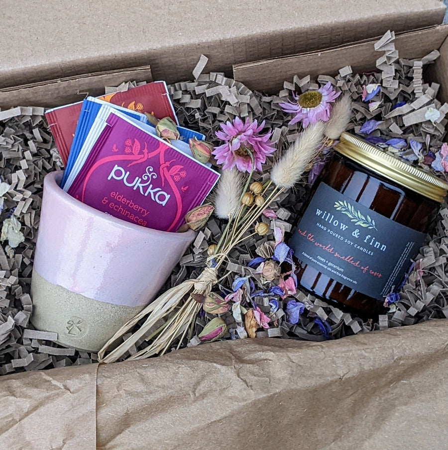 Rose Soy Candle & Pink Beaker Cup | 'Me Time' Gift Set
