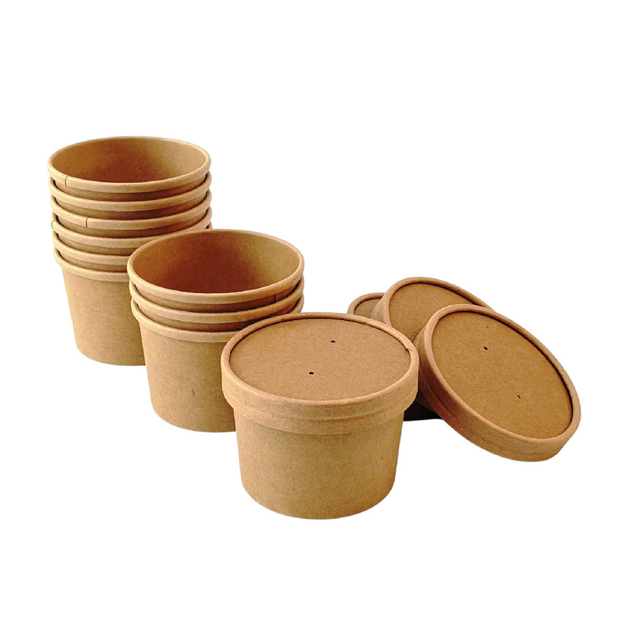 Round Brown Kraft Containers - 8oz / 12oz - The Danes