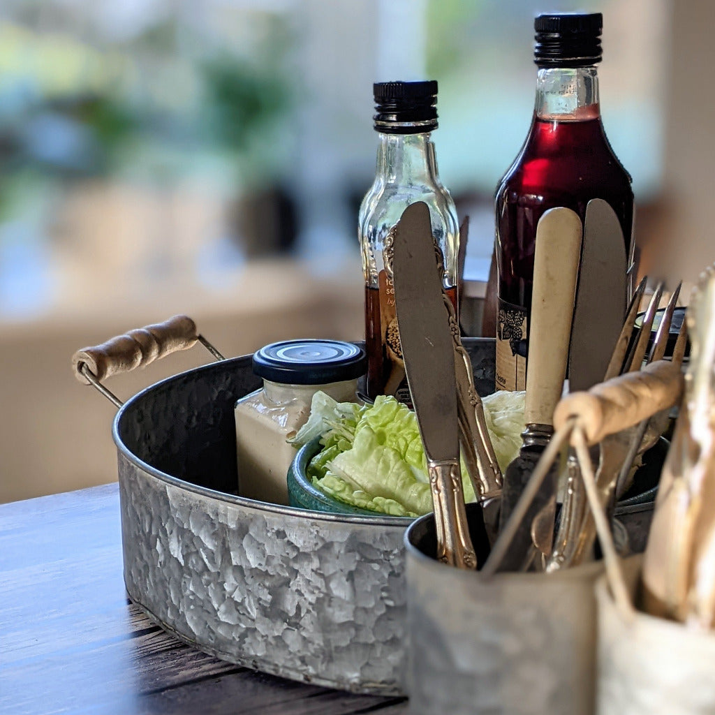 Round Zinc Tray With Wooden Handles - Thedanes.co.uk - Creative & Sustainable Living The Scandinavian Way