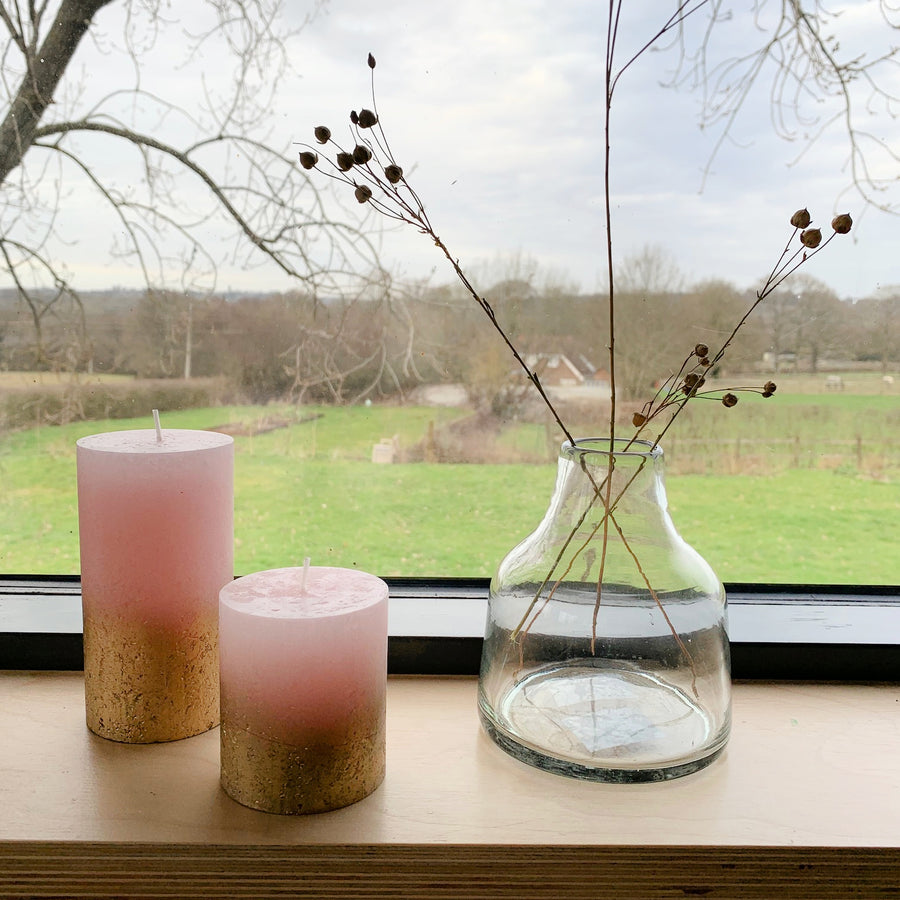 Rustic Pink & Metallic Ombre Pillar Candle - Thedanes.co.uk - Creative & Sustainable Living The Scandinavian Way