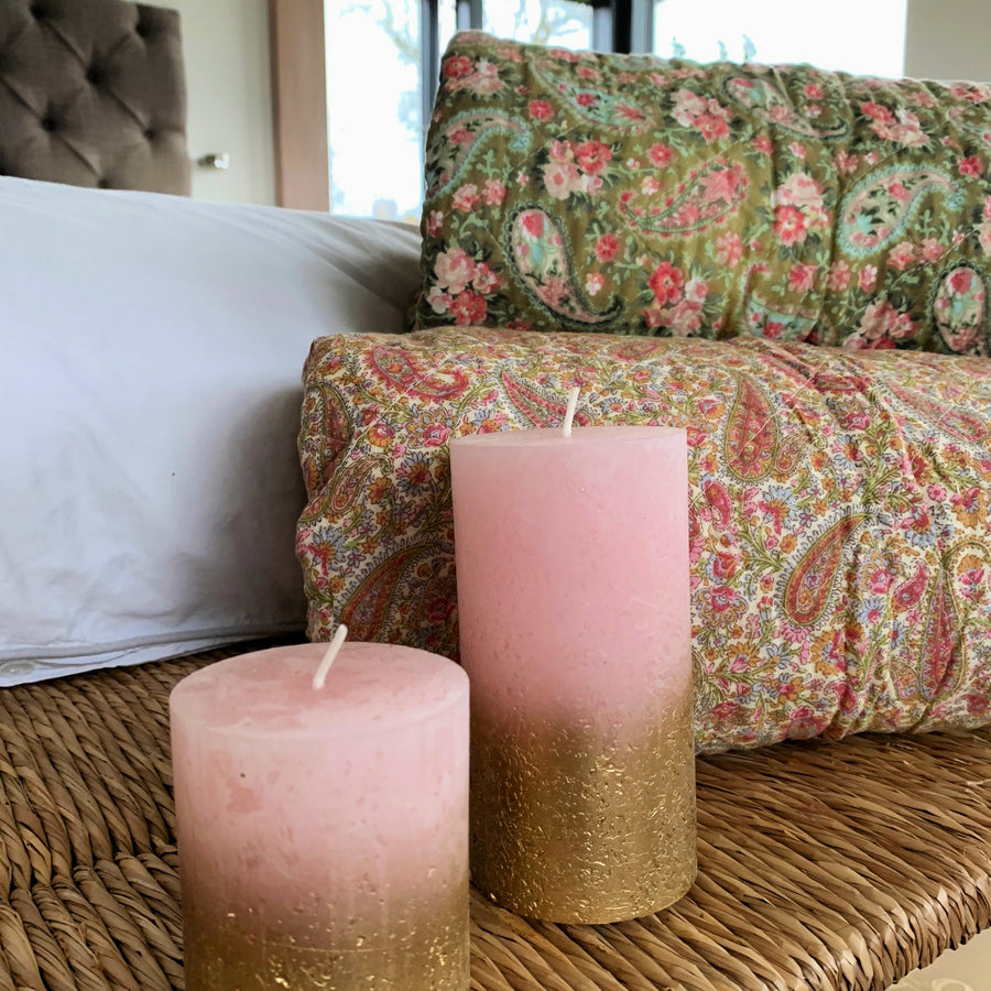 Rustic Pink & Metallic Ombre Pillar Candle - Thedanes.co.uk - Creative & Sustainable Living The Scandinavian Way