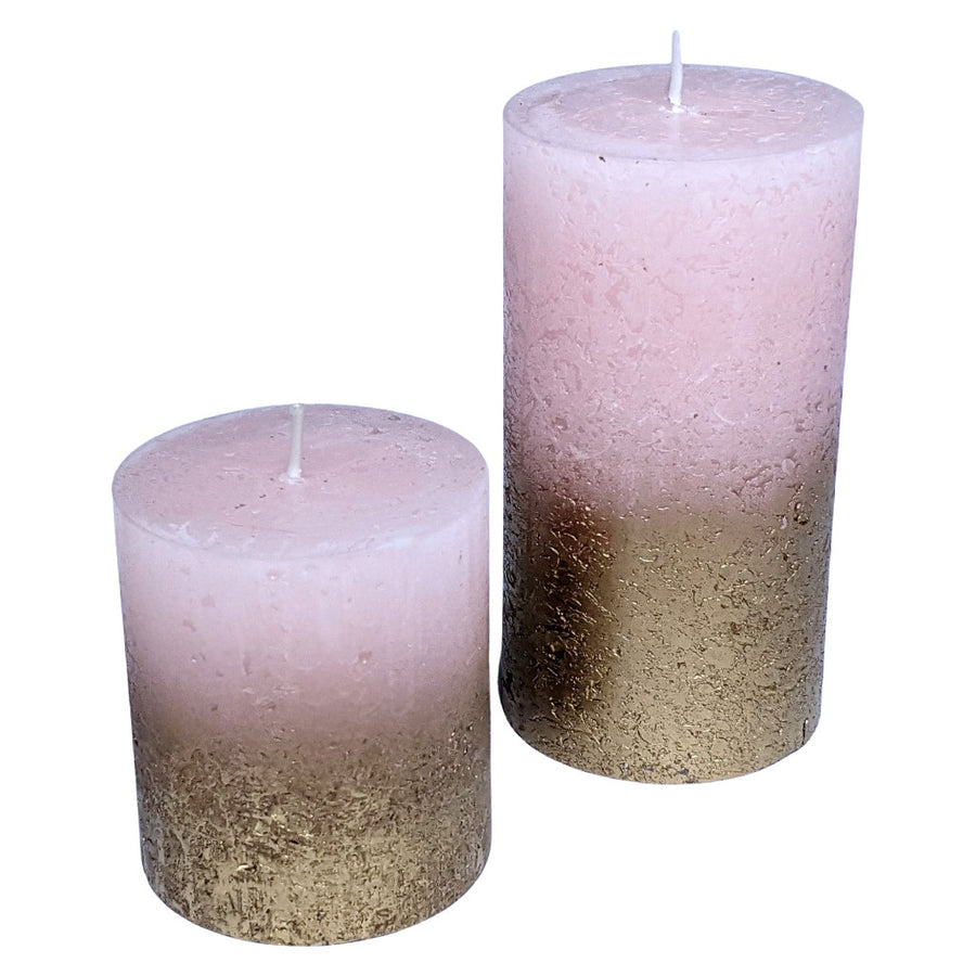 Rustic Pink & Metallic Ombre Pillar Candle - Thedanes.co.uk - Creative & Sustainable Living The Scandinavian Way