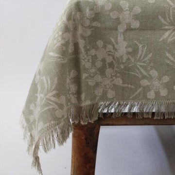 Sage Green Floral Design Table Cloth | Recycled Firbre - The Danes
