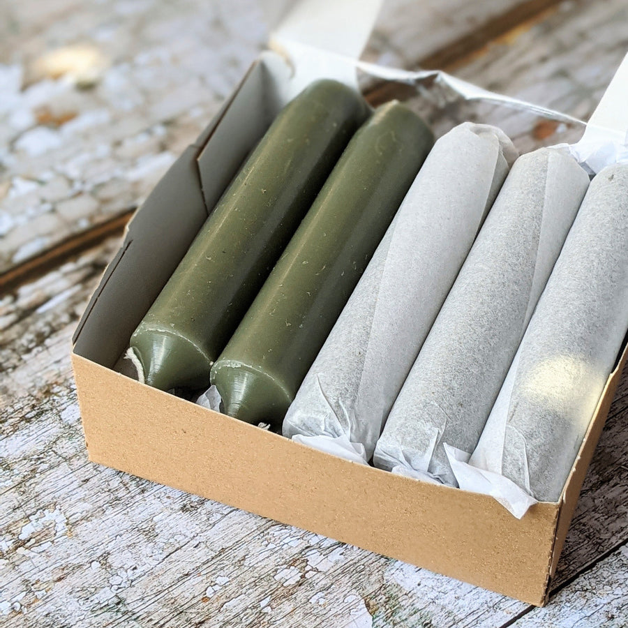 Short Dinner Candles x 10 - Olive Green - The Danes