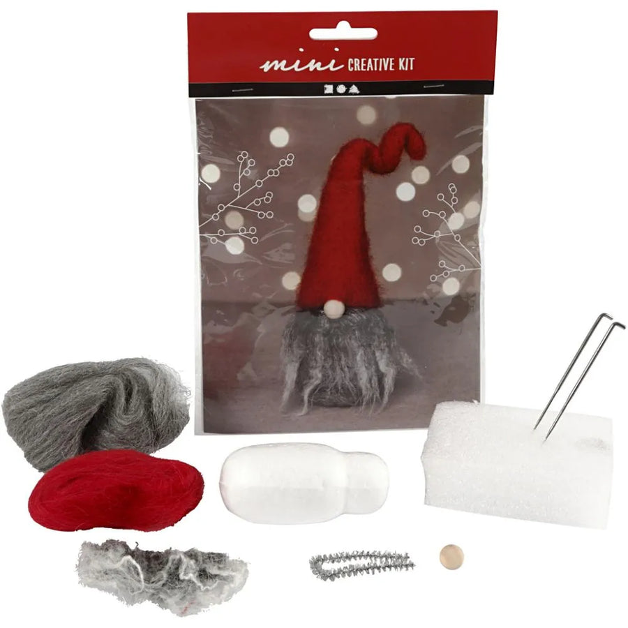 Small Needle Felting Craft Kit | Scandinavian Christmas Gnome - 2 Colours - The Danes