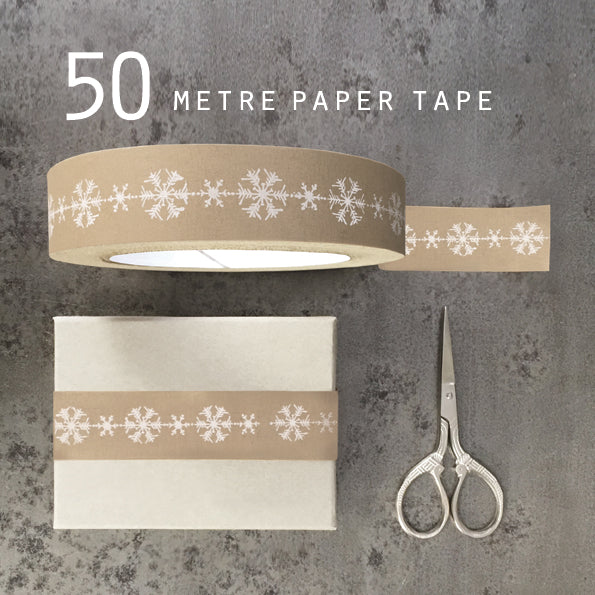 White Snowflakes Kraft Paper Tape - 50m XMAS 2023 - The Danes