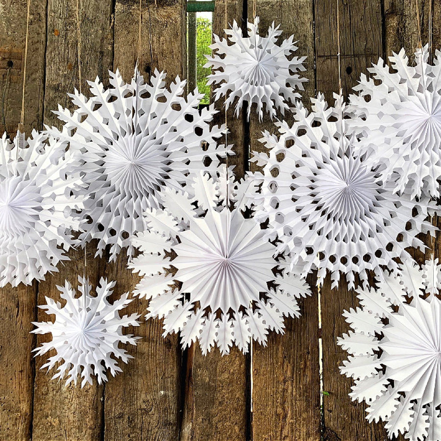 Classic Honeycomb Paper Snowflakes - White in 3 Sizes - The Danes