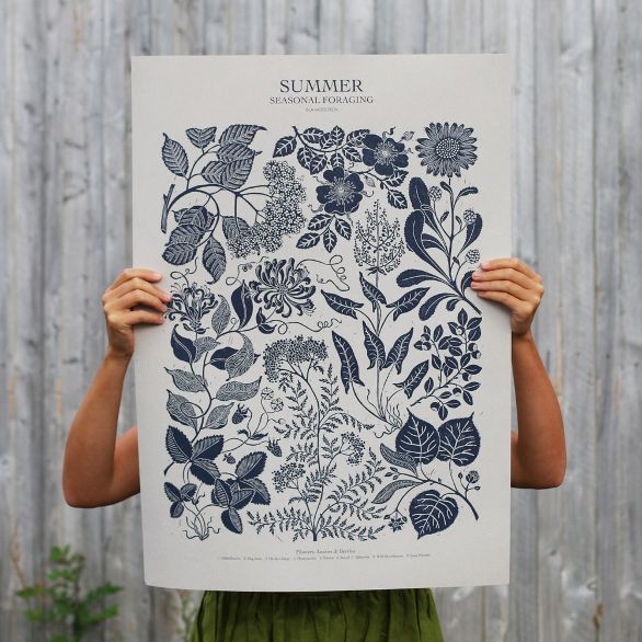 Seasonal Foraging Posters, Set of 3 - Lino Print By Isla Middleton - Thedanes.co.uk - Creative & Sustainable Living The Scandinavian Way