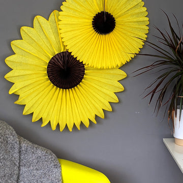 Sunflower Honeycomb Paper Fan Decorations - 2 Sizes - The Danes