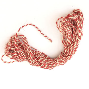 Natural Thick Linen Flax Twine - Red & White, 10m - The Danes