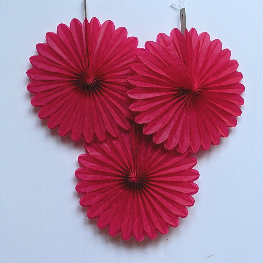 Tissue Paper Fan Decorations Red & Pink - The Danes
