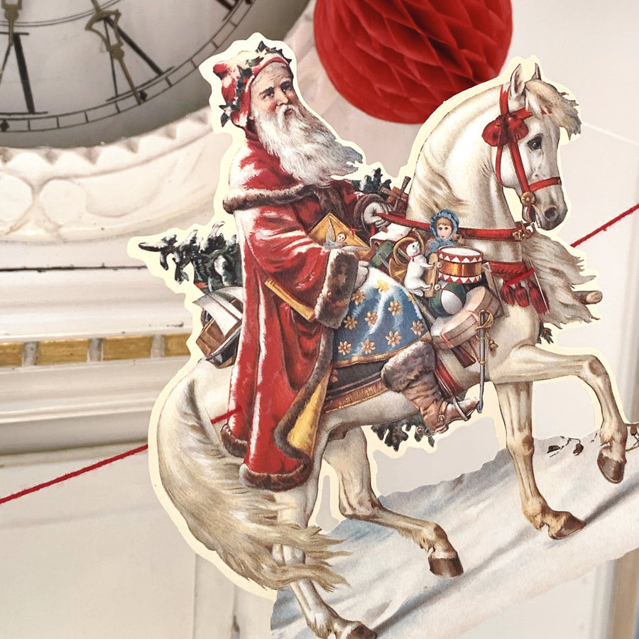 Victorian Paper Christmas Garland - Santa On Horseback - Thedanes.co.uk - Creative & Sustainable Living The Scandinavian Way