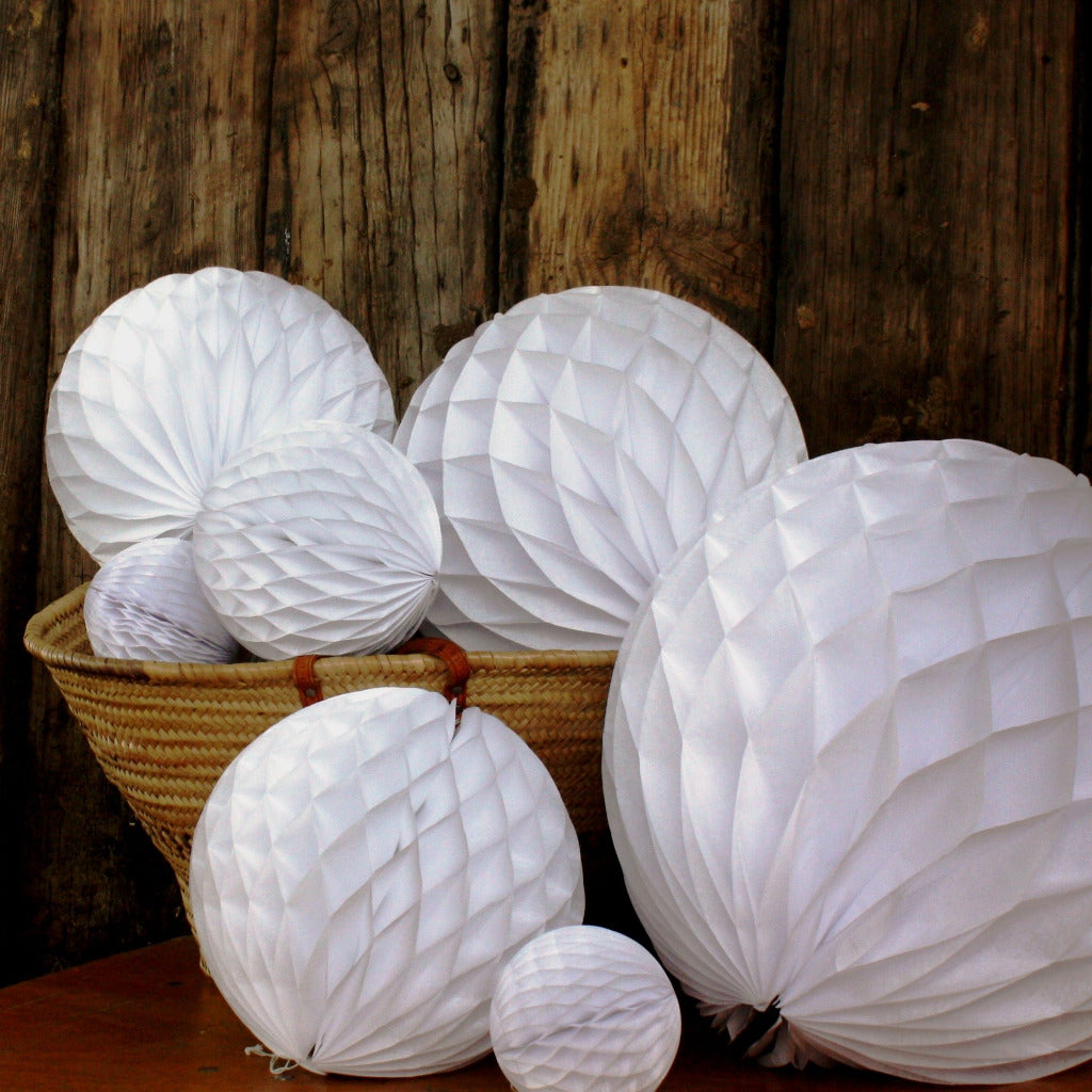 White Honeycomb Paper Ball | 4 Sizes
