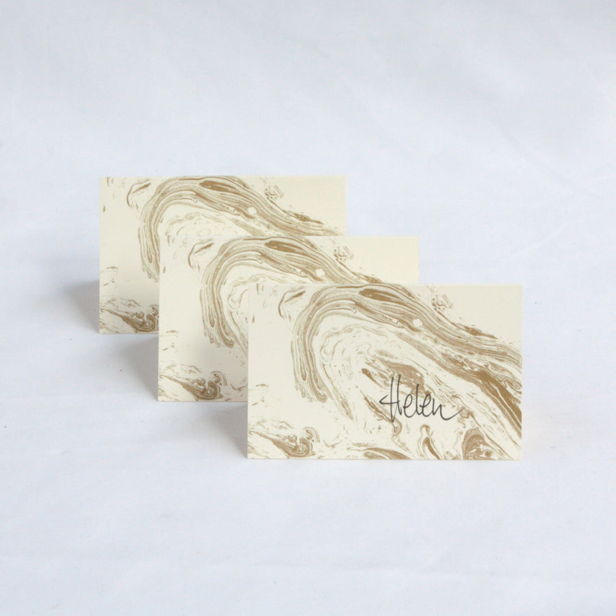 Ivory With Gold Marble Place Cards - The Danes