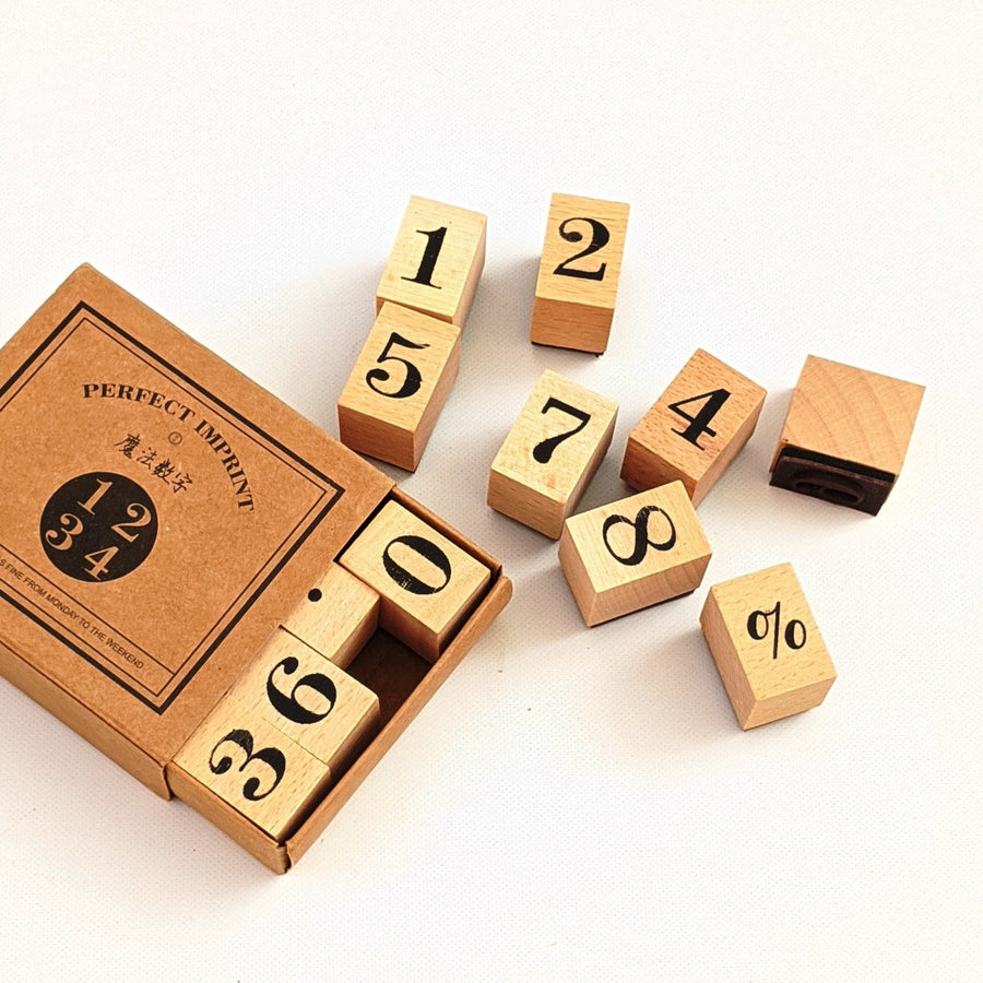 Wooden Numbers Stamp Set - 12 Pieces - The Danes