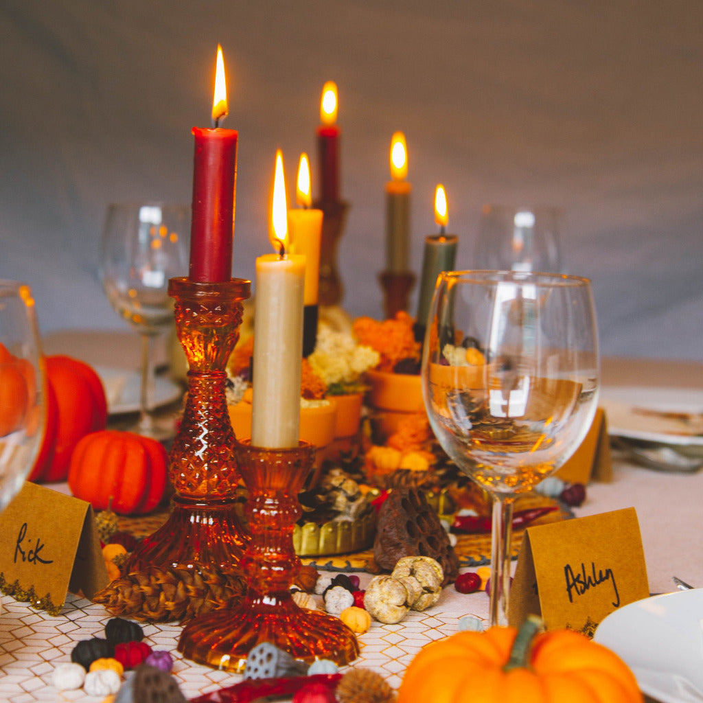 Amber Recycled Glass Dinner Candlestick - 2 Sizes - Thedanes.co.uk - Creative & Sustainable Living The Scandinavian Way