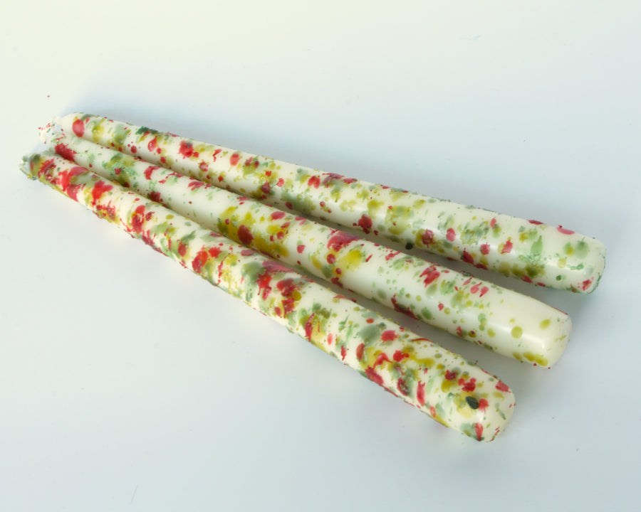 Handmade Christmas Dinner Confetti Candles, Red/Green - Set Of 2 - The Danes