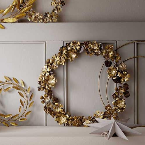 Golden Floral Metal Wreath - The Danes
