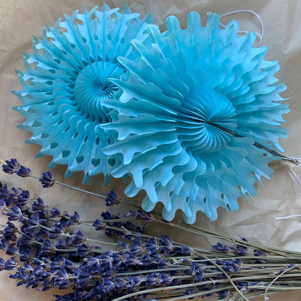 Pale Blue Mini Snowflake Paper Fan Decoration 12cm, Pack of 5 - Thedanes.co.uk - Creative & Sustainable Living The Scandinavian Way