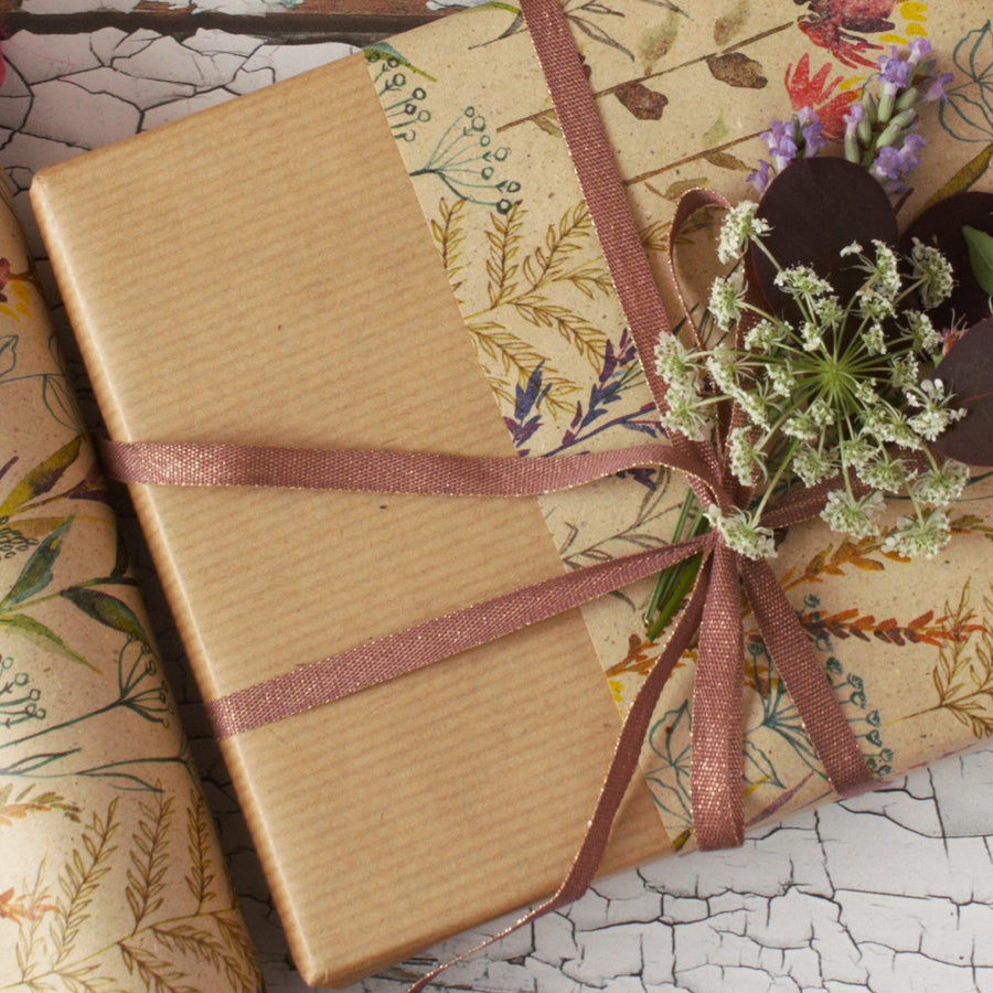 Eco Friendly Gift Wrapping Paper, Grass Fibres & Meadow Flowers, 2.5M - The Danes