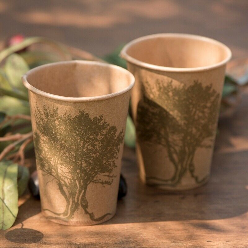 Brown Kraft Provençal Olive Print Disposable Paper Cups - Thedanes.co.uk - Creative & Sustainable Living The Scandinavian Way
