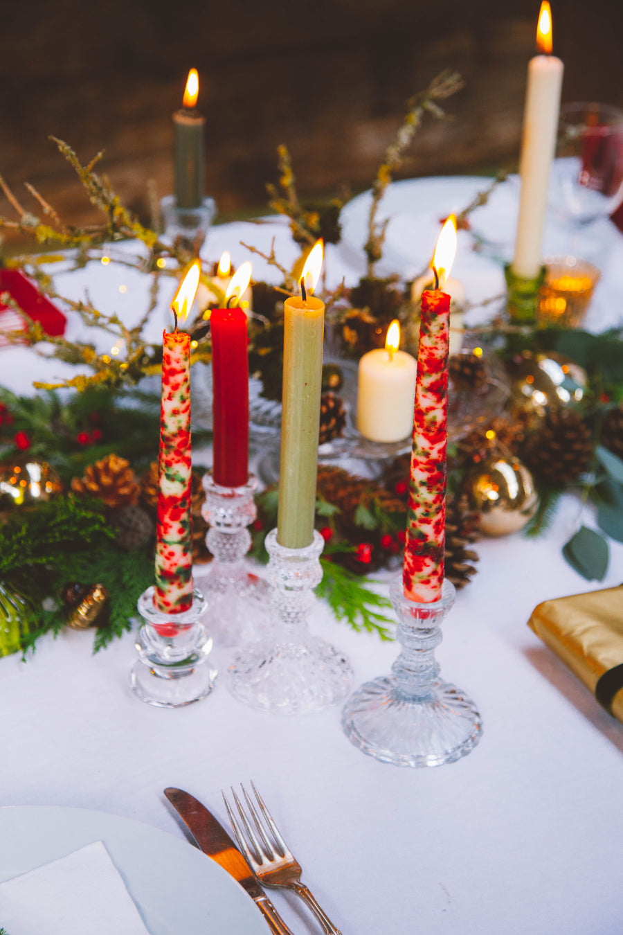 Assorted Christmas Dinner Candles x 8 - The Danes