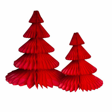 Red Honeycomb Paper Christmas Trees - 2 Sizes - The Danes