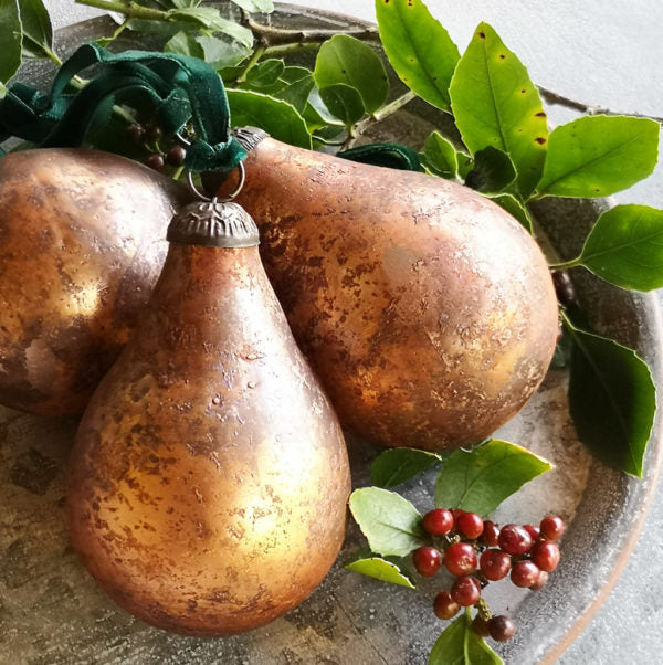 Antique Russet Glass Pear Bauble Decoration - Thedanes.co.uk - Creative & Sustainable Living The Scandinavian Way