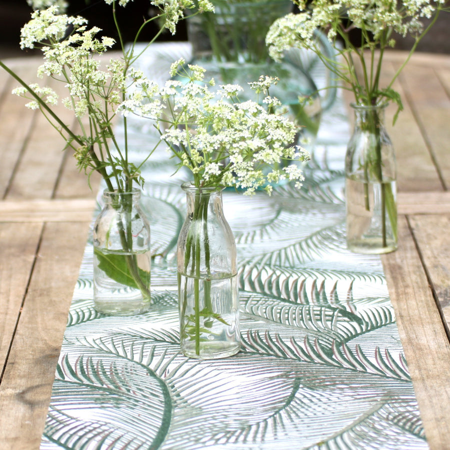 Cotton Table Runner - Tropical Palm Leaf - The Danes